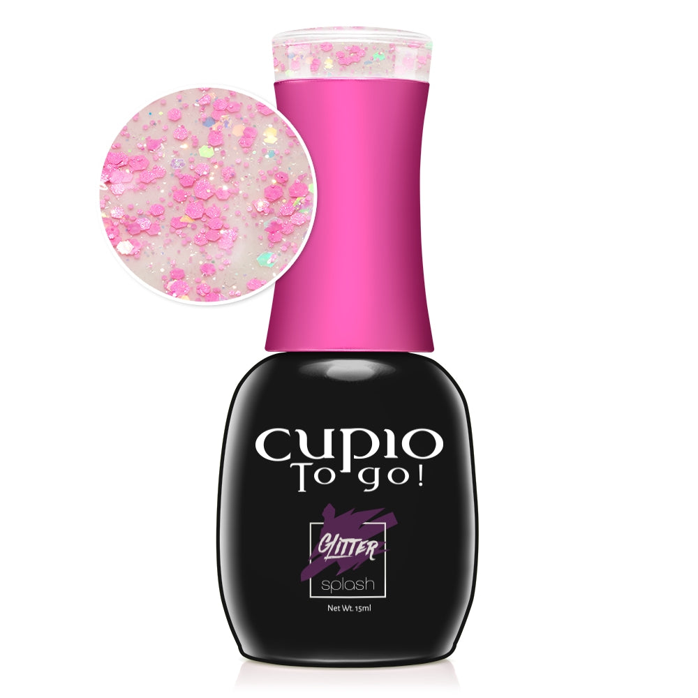 Cupio Oja Semipermanenta To Go! Glitter Splash - Pink Madness 15ml