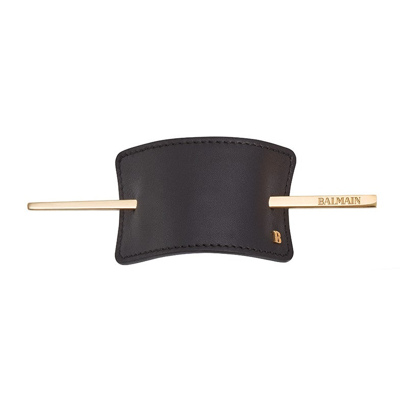 Balmain Leather Hair Barrette With 14K Gold Plated Bareta Elastic Par Placata Cu Aur 14K - Beauty Lounge