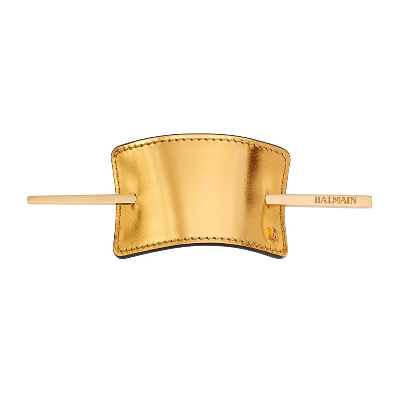 Balmain Hair Barrette Gold Leather - Barette Aurie Din Piele